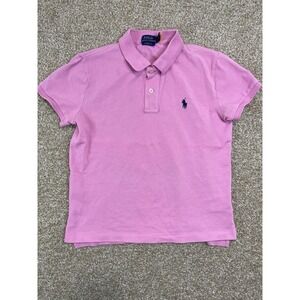 POLO RALPH LAUREN Womens Skinny Polo S/p Pink Cotton Stained